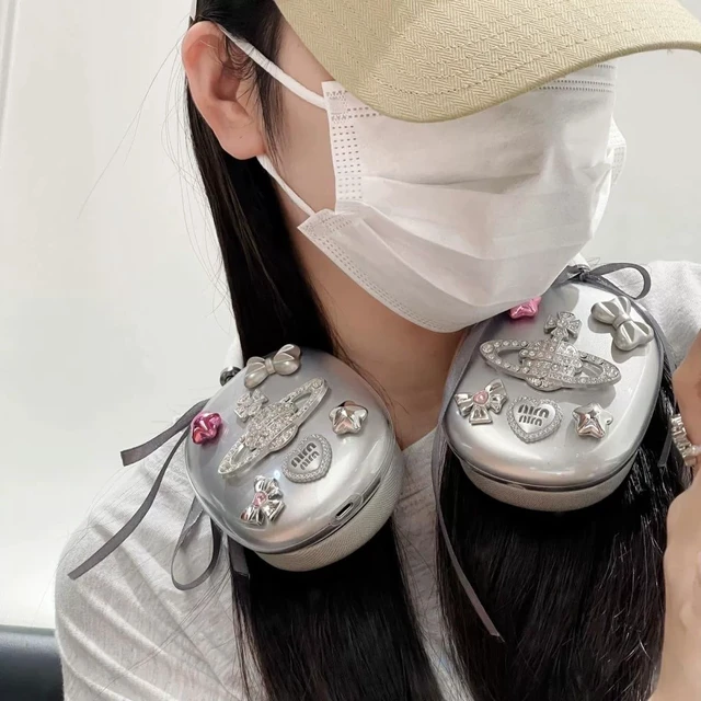Alt view image 3 of 4 - Airpod Max Ear Cover, 3D Electroplating Design Cute Bow/Star/Heart/Diamond Planet, Personality Fashion Airpod Max Case Accessories Protective for Apple AirPods Max