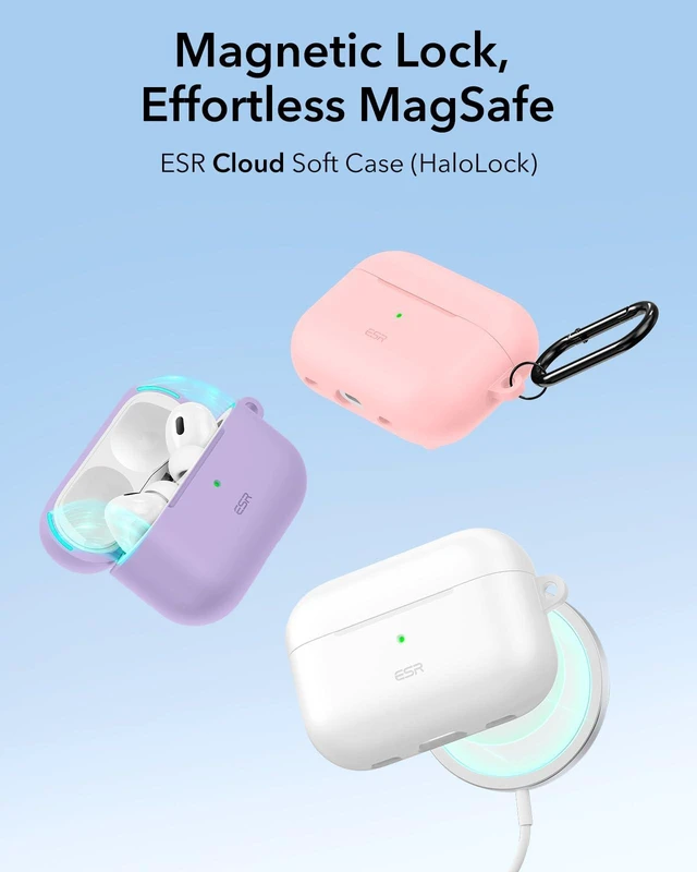 Alt view image 3 of 7 - for Airpods Pro 2 Case (HaloLock), Compatible with MagSafe, Purple Compatible with AirPods Pro 2nd/1st Gen Case(2023/2022/2019), Magnetic Lid, Full Drop Protection