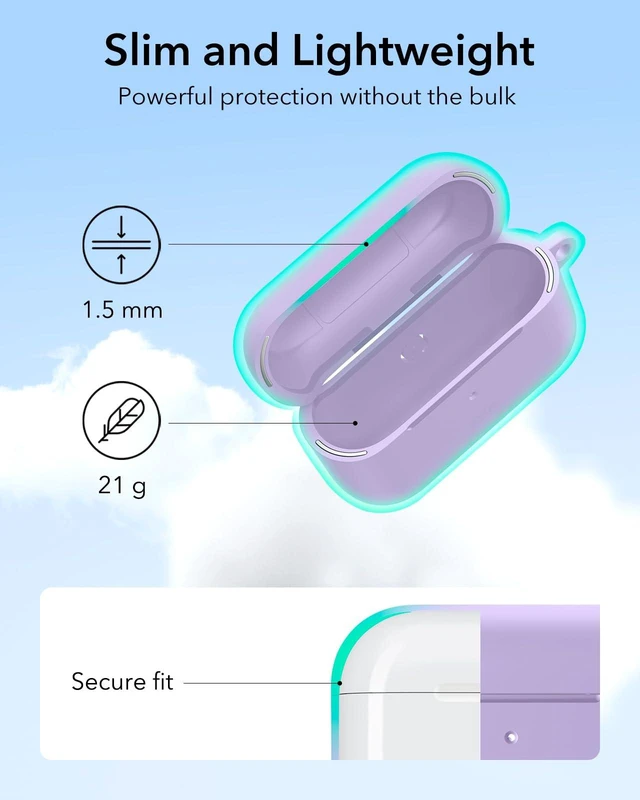 Alt view image 6 of 7 - for Airpods Pro 2 Case (HaloLock), Compatible with MagSafe, Purple Compatible with AirPods Pro 2nd/1st Gen Case(2023/2022/2019), Magnetic Lid, Full Drop Protection