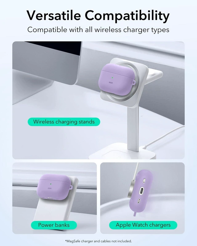 Alt view image 7 of 7 - for Airpods Pro 2 Case (HaloLock), Compatible with MagSafe, Purple Compatible with AirPods Pro 2nd/1st Gen Case(2023/2022/2019), Magnetic Lid, Full Drop Protection