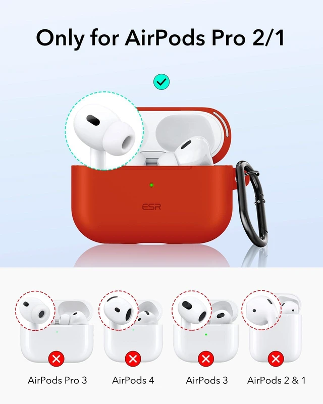 Alt view image 2 of 7 - for Airpods Pro 2 Case (HaloLock), Compatible with MagSafe, Red Compatible with AirPods Pro 2nd/1st Gen Case(2023/2022/2019), Magnetic Lid, Full Drop Protection
