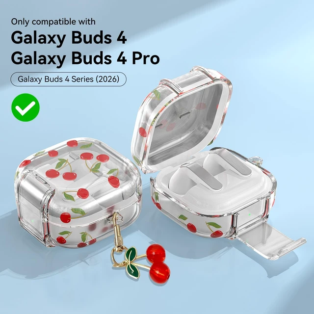 Alt view image 2 of 7 - Compatible with Samsung Galaxy Buds 4 Pro Case & Buds 4 Case with Lock Clip, Cute Clear TPU Galaxy Buds Pro 4 (2026) Protective Case Cover for Girls Women