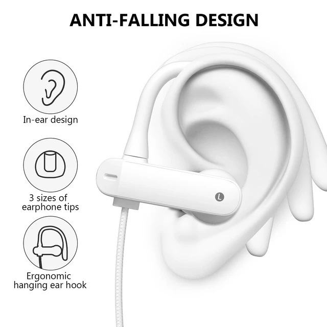 Alt view image 2 of 7 - USB C Headphones Wired Earbuds with Anti Drop Over Ear Earhooks Gym Running Type C Earphone in Ear Buds for Apple/Android for iPhone Duo 18 17 16 15 for Samsung/Galaxy S26 S25 for Pixel 11