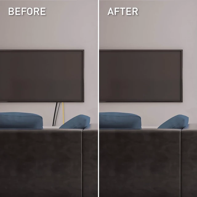 Alt view image 2 of 7 - Legrand - Cord Cover with Grommets, Wall Mount TV Cord Hider, 2 Pack CCA62W