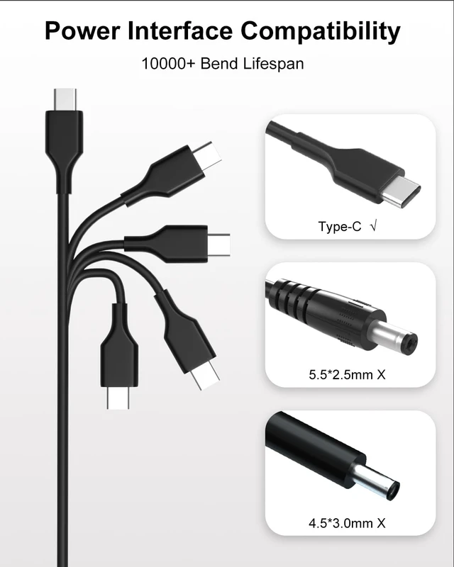 Alt view image 6 of 7 - 90W Laptop Charger USB-C Compatible with Asus Vivobook 15 S14 14X For Vivobook 15 S14 14X 16 16X S17 18 OLED S5506MA M5406WA S5406MA K3405VF/Zenbook Series 14 13 S13 Deluxe Duo 14 Power Cord