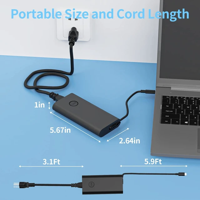 Alt view image 4 of 6 - Replacement for Dell Laptop Charger USB C 130W XPS 15 17 Compatible with XPS 9530 9520 9510 XPS 9730 9720 9710 Precision 5570 3571 5680 3590 5480 3551 3490 3560 3570 5770 5470 3561