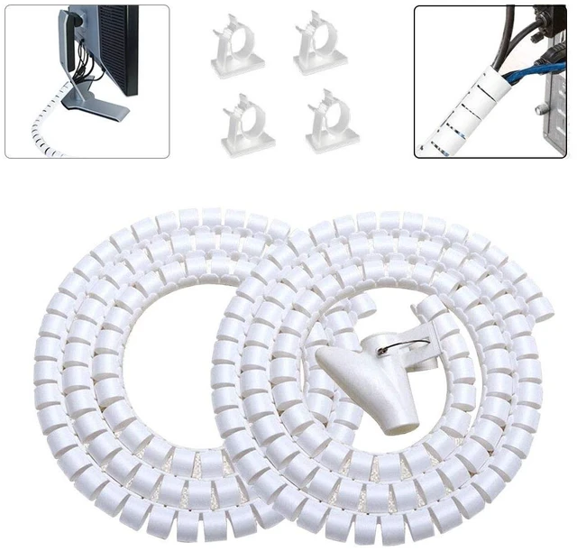 Main image of White Cable Management Sleeves 2 PCS Cord Protectors for USB Cable Power Audio Video Wire Cables - Protect Cats Dogs Pets from Chewing Cords