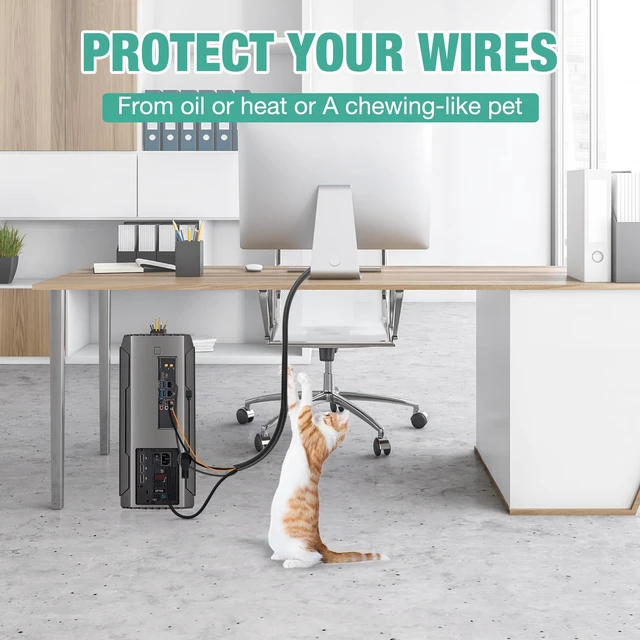 Alt view image 2 of 7 - 1" Split Wire Loom Tubing 10 ft Cord Protector Wires Covers Flexible Polyethylene Split Loom for Automotive, Home, Office, and Industrial Applications with Easy Installation Tool Black