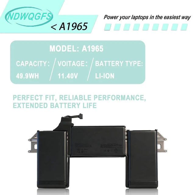 Alt view image 6 of 7 - A1965 A1932 A2179 Battery Replacement for MacBook Air 13 inch Retina (Late 2018 2019) A2179 (Early 2020) EMC 3184 3302 MacBook Air8,1 8,2 9,1 MRE82LL/A MRE92LL/A MVFH2LL/A MVFM2LL/A MRE82B/A