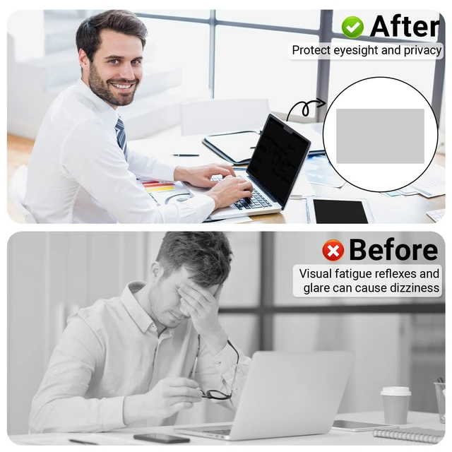 Alt view image 6 of 7 - 14.5" Laptop Privacy Screen Filter For Hp/Dell/Acer/Samsung/Asus/Thinkpad,14.5 Inch 16:10 Aspect, Anti Blue Light Anti Glare Laptop Screen Protector (12 5/16 x 7 11/16 Inch)