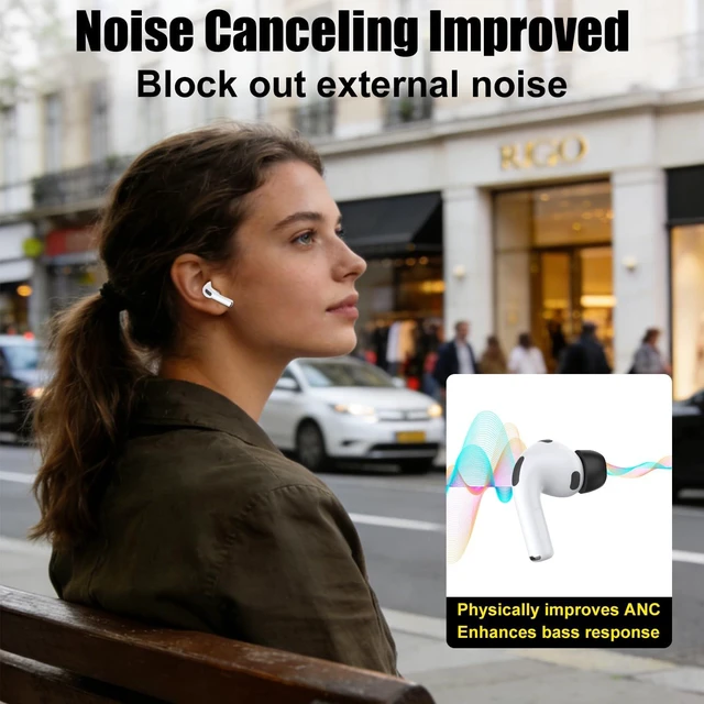 Alt view image 6 of 7 - Memory Foam Ear Tips for AirPods Pro 3 (XXS/XS/S/M/L, 5 Pairs-Black) Secure Fit, Noise Cancel Improved, Cushiony Memory Foam Tips with Portable Storage Box, Replacement Ear Tip