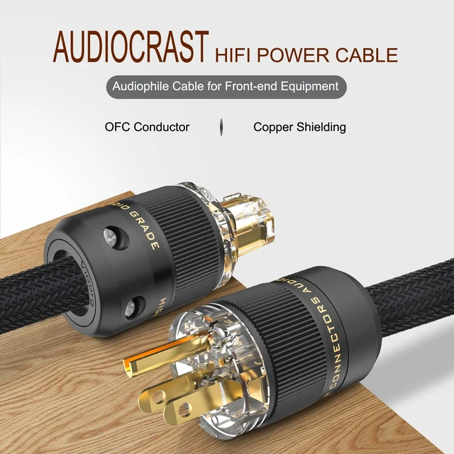 Alt view image 2 of 6 - Audiocrast 3.3FT Audiophile Power Cable 10AWG for Hi-Fi Systems NEMA 5-15P to C15 AC Power Cable,OFC Conductors,Pure Copper Shielding,Pure Copper Plugs,125V 15A,Black Braided Mesh