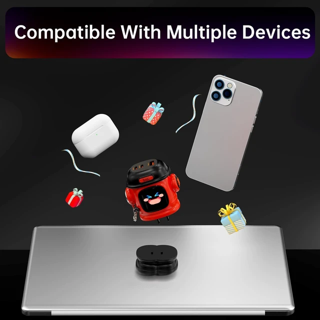 Alt view image 6 of 7 - Dipow 65W USB-C GaN Charger with Pixel Display, Foldable, Red Compact Power Adapter for iPhone, Galaxy, Pixel, MacBook Air & iPad