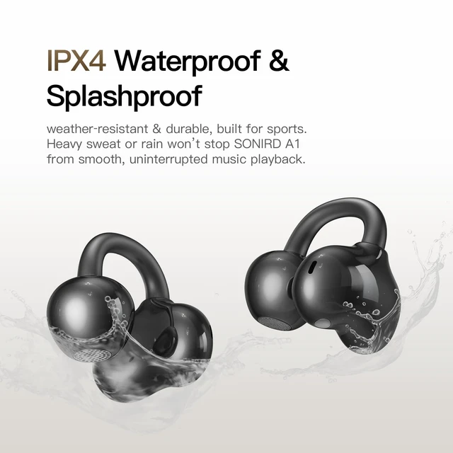 Alt view image 7 of 7 - Clip-On Earbuds,Open-Ear Wireless Headphones,40H Playtime,ENC,Black Clip-on Ear Earbuds, Bluetooth 6.0 Wireless Open Ear Headphones,Earbuds Comfortable Fit with Crystal Clear Sound,for Gym