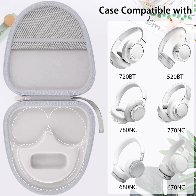 Alt view image 2 of 7 - Hard Case for JBL 720BT 520BT 670NC 510BT 770NC 780NC 680NC,White Over Ear Wireless Headphones Compatibility, Travel Protection, Space For Cables And Accessories, Hard Protective Shell
