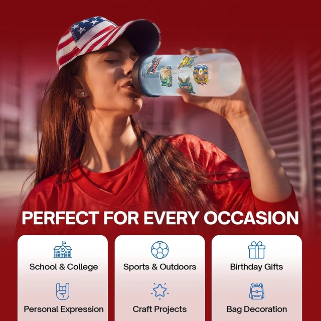 Alt view image 7 of 7 - Premium 250 Pcs United States 250th Anniversary Stickers, 250 Unique Designs USA Waterproof Vinyl Decals for Laptop, Water Bottle, Phone, Luggage, Scrapbook & Independence Day Gifts