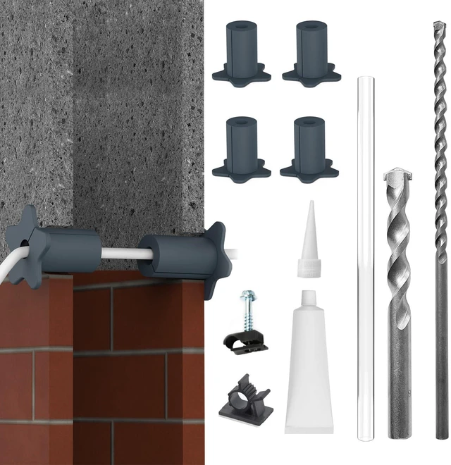 Main image of 4PCS 5/8 Starlink wall Grommets Cable Routing kit Accessories for Cables Pass Through with 5/8" Spade Drill bit,50 wall Wires cilps Special Design for Concrete and Brick wall (Grey)