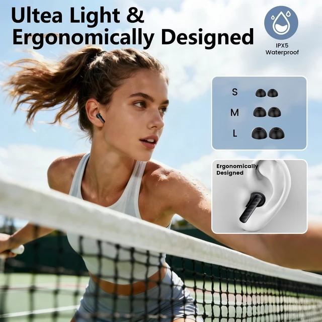 Alt view image 5 of 7 - Touch Screen Earbuds, Wireless Bluetooth in-Ear Headphones with ANC Noise Cancelling, 60H Playtime, IPX5 Waterproof for Sports Gym Work Travel
