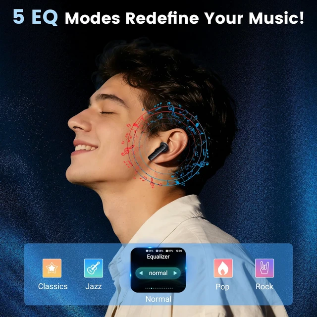 Alt view image 6 of 7 - Touch Screen Earbuds, Wireless Bluetooth in-Ear Headphones with ANC Noise Cancelling, 60H Playtime, IPX5 Waterproof for Sports Gym Work Travel