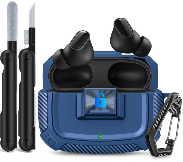 Main image of Sucure Lock Case for Beats Studio Buds/Buds Plus Locking Case Cover with Lock Clip & Cleaner Kit Pen, Buds + 2023 Impact and Smudge Resistant Case Cover with Men Women (Deep Blue)