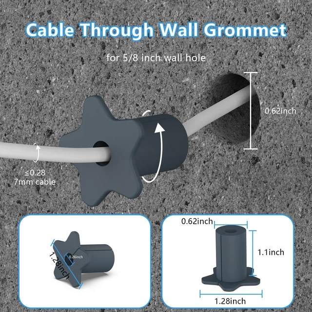 Alt view image 4 of 7 - 4PCS 5/8 Starlink wall Grommets Cable Routing kit Accessories for Cables Pass Through with 5/8" Spade Drill bit,50 wall Wires cilps Special Design for Concrete and Brick wall (Grey)