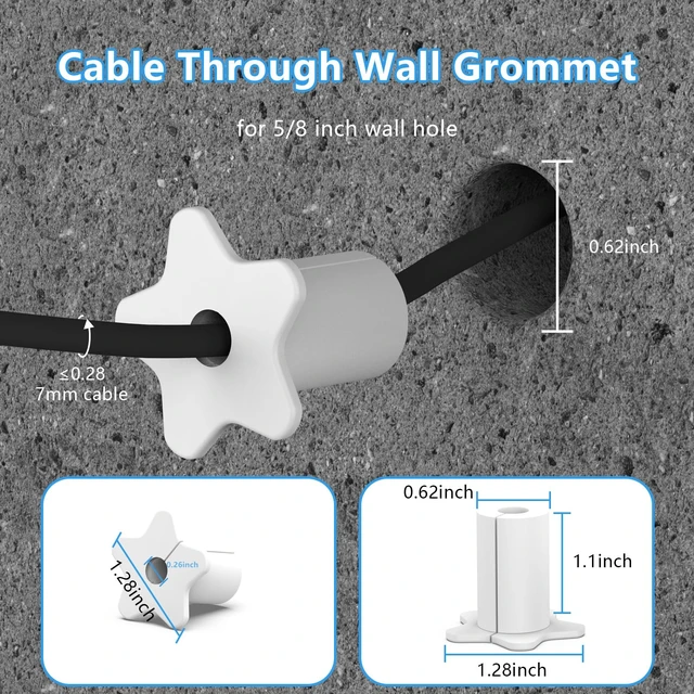 Alt view image 4 of 7 - Starlink Cable Installation kit for 5/8 inch wall Hole,starlink min Cable Routing kit wall Cable Pass Through Routing Tool wall Grommets Accessories Special Design for Concrete and Brick wall(White)