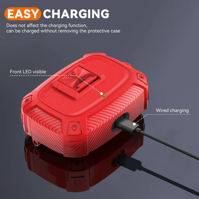 Alt view image 5 of 7 - Sucure Lock Case for Beats Studio Buds/Buds Plus Locking Case Cover with Lock Clip & Cleaner Kit Pen, Buds + 2023 Impact and Smudge Resistant Case Cover with Men Women (Red)