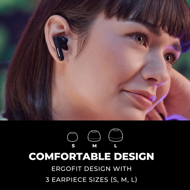 Alt view image 3 of 7 - ErgoFit True Wireless, RZ-B110W, XBS Bass, Bluetooth 5.3, Earbuds ErgoFit True Wireless In-Ear Earbuds, XBS Powerful Bass and Bluetooth 5.3, Includes Charging Case