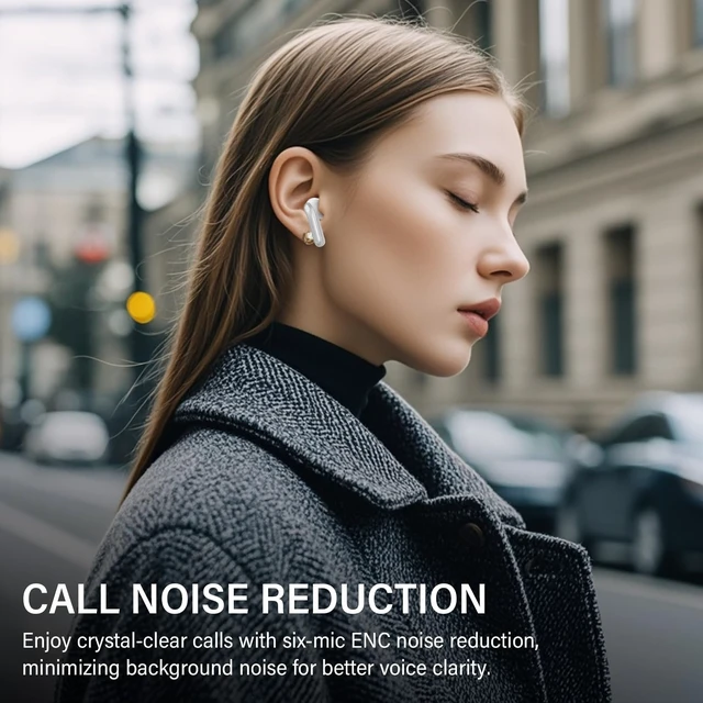 Alt view image 4 of 7 - Hybrid Active Noise Canceling Wireless Earbuds, 6 Mics ENC Clear Call Ear Buds, Hi-Res Audio Deep Bass Bluetooth 5.4 Headphones, 48H Playtime, IP7, 8 EQ Modes, Multipoint Connection (White)