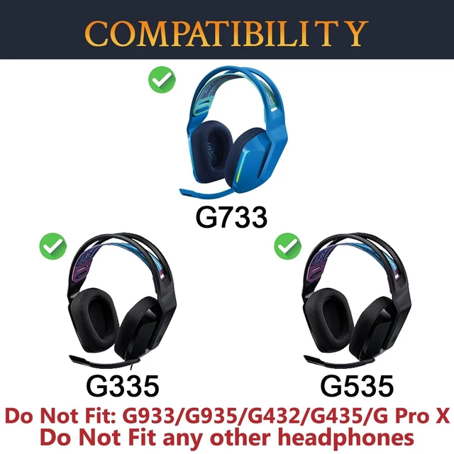Alt view image 2 of 4 - Mesh Fabric Professional Earpads Replacement for Logitech G733 G535 G335 Lightspeed Wireless Gaming Headset, Ear Pads Cushions with Comfort Noise Isolation Foam - Blue