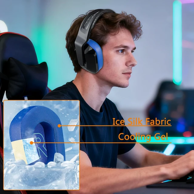 Alt view image 4 of 4 - Cooling Gel Earpads Replacement for Logitech G733/G535/G335 Lightspeed Wireless Gaming Headset, Ear Pads Cushions with Comfort Noise Isolation Foam - Blue