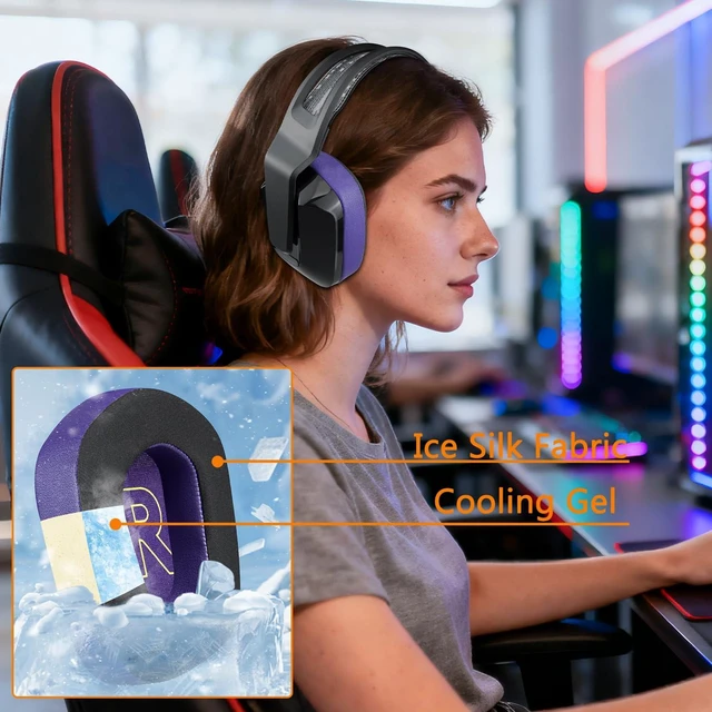 Alt view image 4 of 4 - Cooling Gel Earpads Replacement for Logitech G733/G535/G335 Lightspeed Wireless Gaming Headset, Ear Pads Cushions with Comfort Noise Isolation Foam - Purple