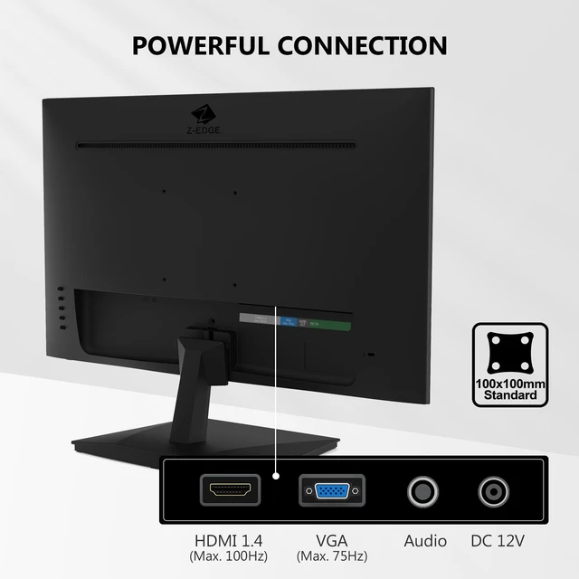 Alt view image 6 of 7 - 24 inch Monitor, Z-Edge Computer Monitor, Full HD 1920 x 1080p IPS 100Hz PC Monitor with HDMI, VGA, Frameless, U24I Anti-Glare Screen for Business,Work