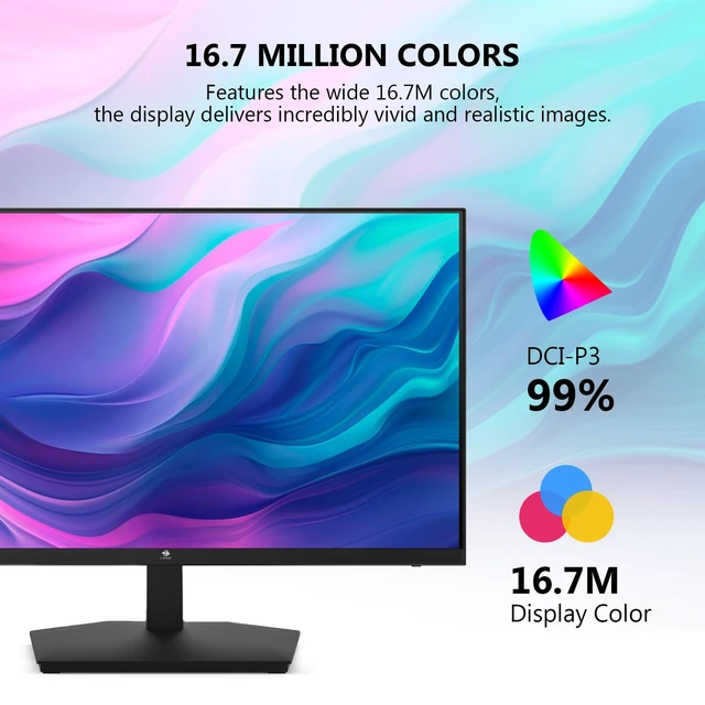 Alt view image 5 of 7 - 24 inch Monitor, Z-Edge Computer Monitor, Full HD 1920 x 1080p IPS 100Hz PC Monitor with HDMI, VGA, Frameless, U24I Anti-Glare Screen for Business,Work
