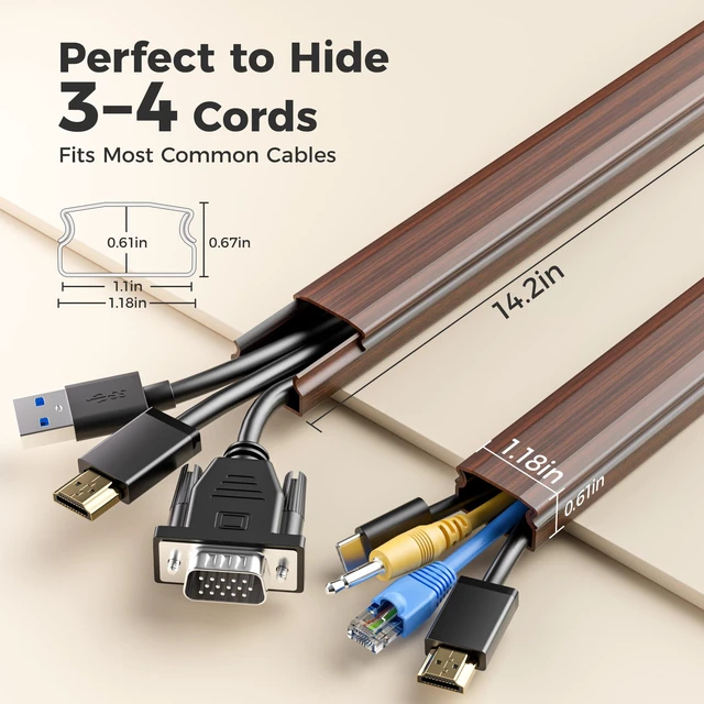 Alt view image 2 of 7 - TV Cord Hider, 71in Cord Cover, 1.18in W 0.61in H, Cherrywood TV Cord Covers for Wires on Wall, Cable Management Kit Hide 3-4 Wires, Wire Hider Wall