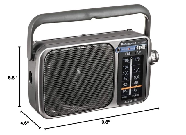 Alt view image 6 of 6 - Rf-2400D Am/FM Radio, Silver/Grey
