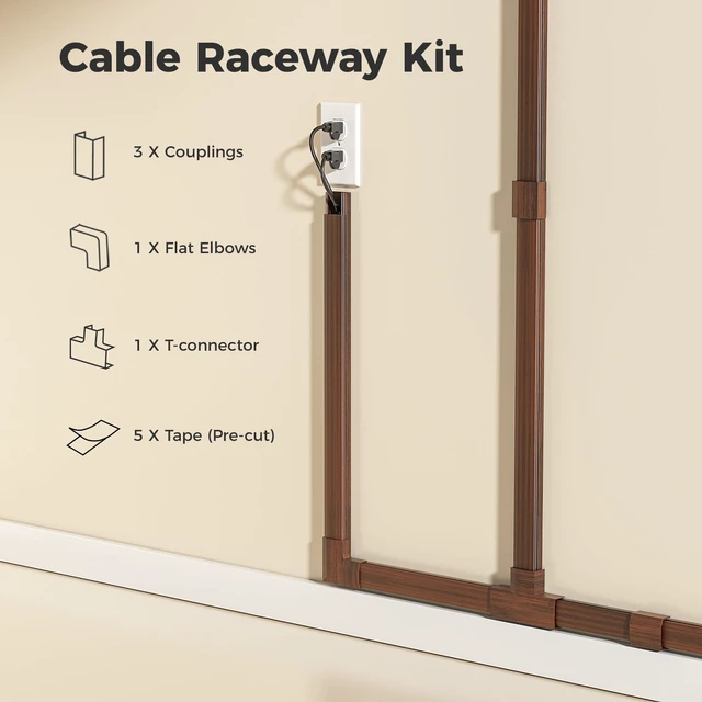 Alt view image 5 of 7 - TV Cord Hider, 71in Cord Cover, 1.18in W 0.61in H, Cherrywood TV Cord Covers for Wires on Wall, Cable Management Kit Hide 3-4 Wires, Wire Hider Wall