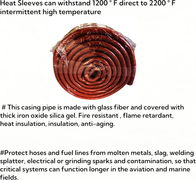 Alt view image 3 of 7 - Silicone Coated Fiberglass Fire Sleeve 2" ID x 5FT Heat Shield Hose Wrap, Flame Retardant & Thermal Insulation Protection for Automotive Fuel Lines, Wires & Cables Red