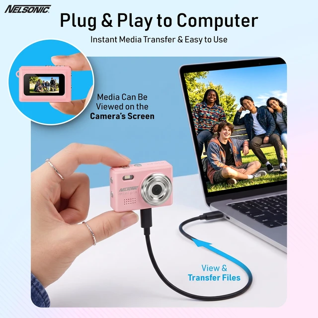 Alt view image 3 of 7 - MiniPix 1080P Digital Keychain Camera, 8GB Card, USB-C, Pink 0.96-inch color screen, 1MP sensor, photo/video capture, pocket size, clip-on design, rechargeable, travel, gifts, teens, 6+