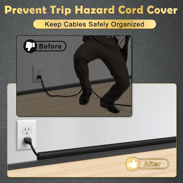Alt view image 6 of 7 - Silicone Cord Hider for 1-3 Wires on Wall, 118in D-Shape Cable Hider Flexible Cable Raceway Kit, Cord Covers Hide Wires Along Wall, Wall Cable Management in Home Office, 0.7" W x 0.4" H, Black