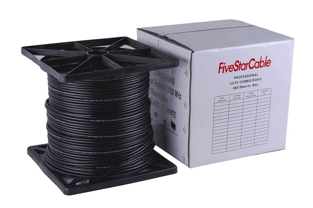 Alt view image 3 of 6 - FiveStarCable Siamese RG6 Coaxial Cable with 18AWG Power Wire 500 ft. Combo CCTV Cable for Security Cameras, DVR, and Video Surveillance Systems RG6/U + 18/2 Color Black