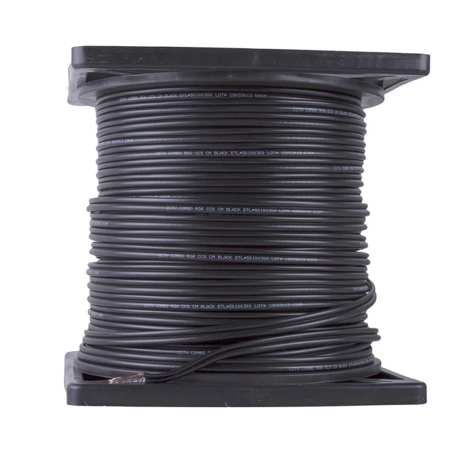 Alt view image 5 of 6 - FiveStarCable Siamese RG6 Coaxial Cable with 18AWG Power Wire 500 ft. Combo CCTV Cable for Security Cameras, DVR, and Video Surveillance Systems RG6/U + 18/2 Color Black