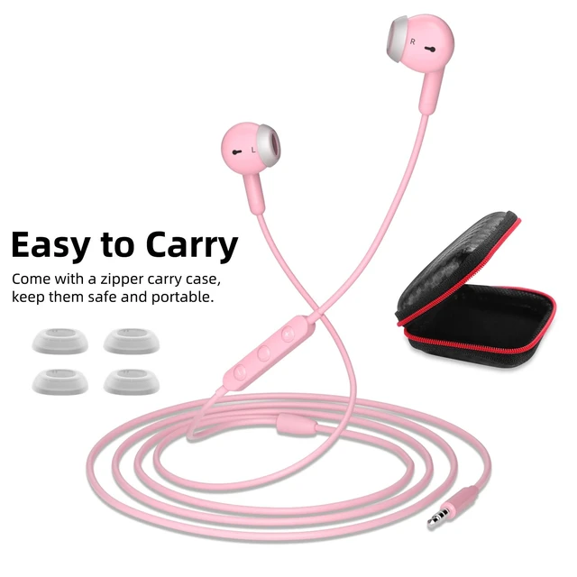 Alt view image 7 of 7 - 3.5mm Wired Earbuds in-Ear Headphones for MacBook Pro Air/Laptop/PC Pink Aux Corded Earphones with 3.5mm Jack Microphone Volume Control Plug-in Ear Buds for iPhone/Samsung/Android/Switch/Kid/School