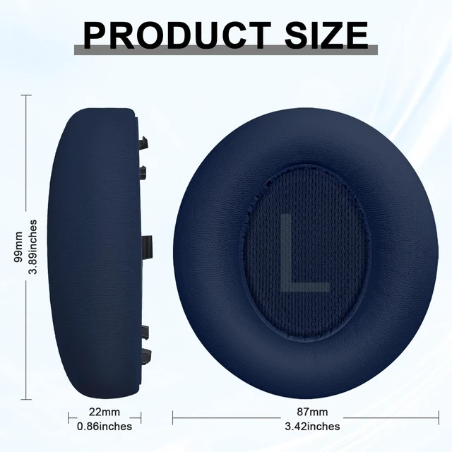 Alt view image 2 of 7 - Replacement Earpads for Anker Soundcore Space Q45 Headphones, Ear Cushions Headset Earpads Ear Cups Cover Repair Parts (Blue)
