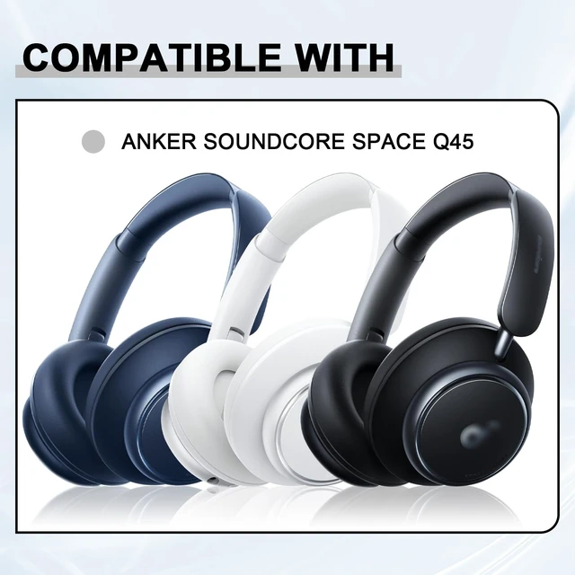 Alt view image 3 of 7 - Replacement Earpads for Anker Soundcore Space Q45 Headphones, Ear Cushions Headset Earpads Ear Cups Cover Repair Parts (Blue)