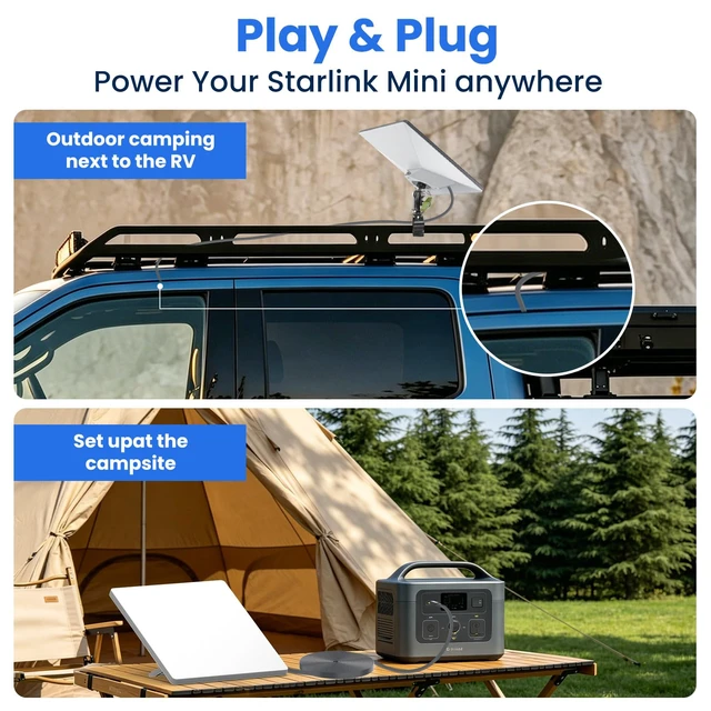 Alt view image 6 of 7 - Starlink Mini USB C to DC Power Cable 9.8FT/3M,Flat 100W USB Type-C to DC5521 Power Cord for Starlink Mini, Waterproof Outdoor Cable, Compatible with 100W+ Power Bank & PD Charger