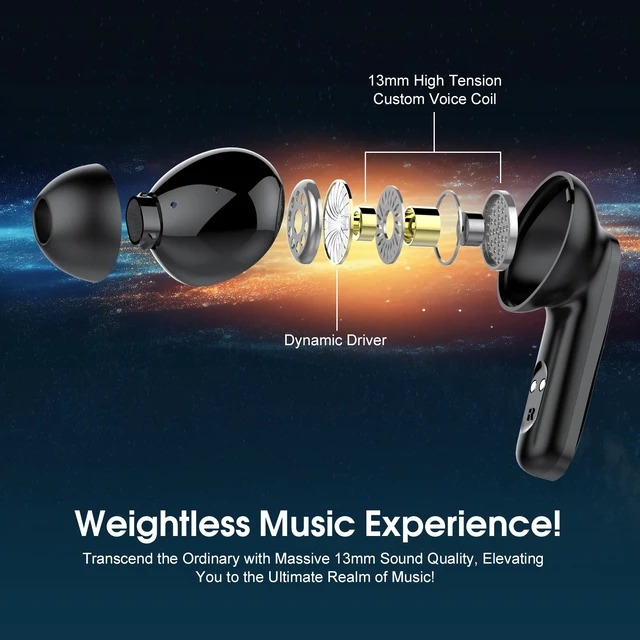 Alt view image 3 of 7 - Wireless Earbuds, Bluetooth 5.4 Headphones HiFi Stereo Bass Ear Buds in Ear Earbuds with 4 ENC Noise Cancelling Mic, 45H, LED Display, IP7 Waterproof, Earphones for Phone Android/iOS Sports, Black