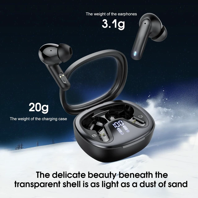 Alt view image 5 of 7 - Wireless Earbuds, Bluetooth 5.4 Headphones HiFi Stereo Bass Ear Buds in Ear Earbuds with 4 ENC Noise Cancelling Mic, 45H, LED Display, IP7 Waterproof, Earphones for Phone Android/iOS Sports, Black
