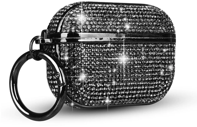 Main image of for AirPods 4 Case Glitter Bling Rhinestone Diamond Bedazzled Shiny Sparkle Cute for AirPods 4 Cover for Girls Women Wireless Charging Luxury Chrome Skin for Apple AirPods 4 Black