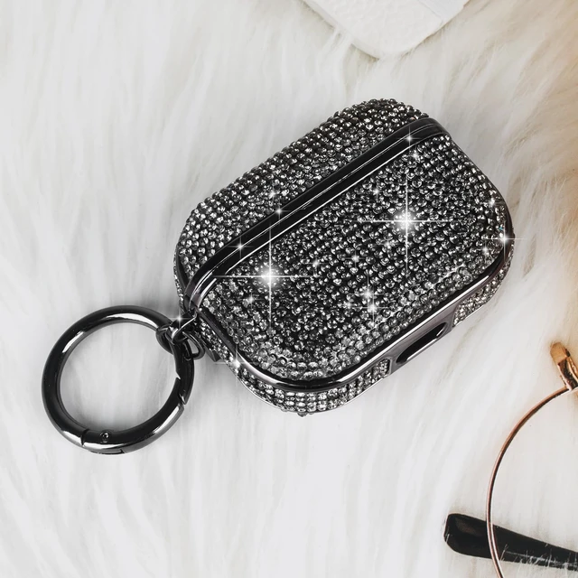 Alt view image 6 of 6 - for AirPods 4 Case Glitter Bling Rhinestone Diamond Bedazzled Shiny Sparkle Cute for AirPods 4 Cover for Girls Women Wireless Charging Luxury Chrome Skin for Apple AirPods 4 Black